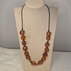 Vintage Amber Colored Beaded Necklace Choker